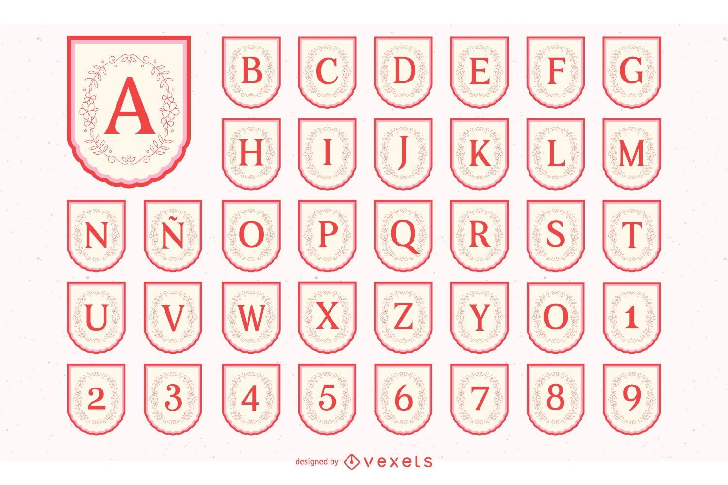 Conjunto de alfabeto de banner del d?a de Valenine