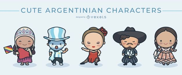 Cute argentinian characters set