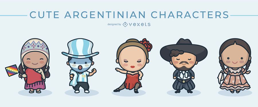 Cute argentinian characters set Cute argentinian characters set