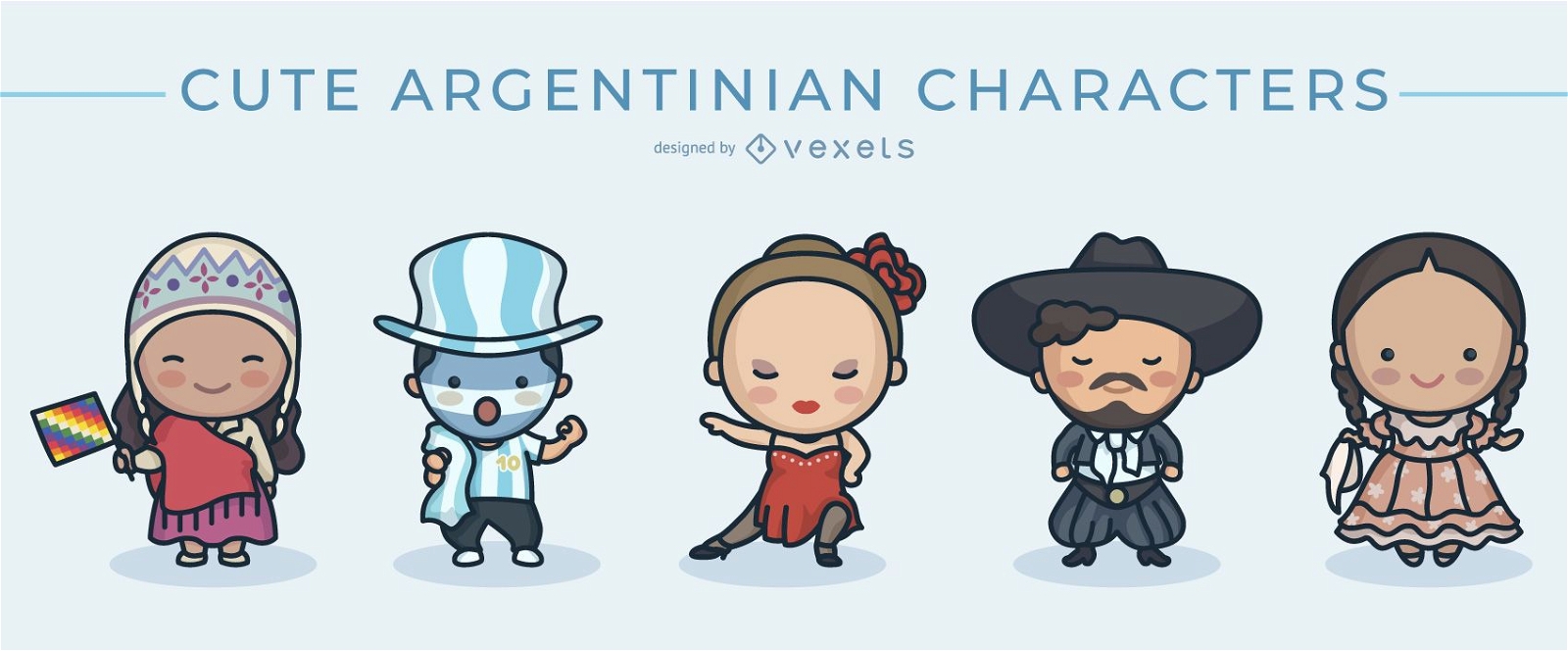 Conjunto de personagens argentinos fofos