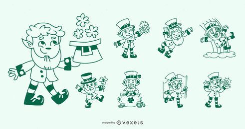 St. Patrick&#39;s Day Stroke Charakter Design Set