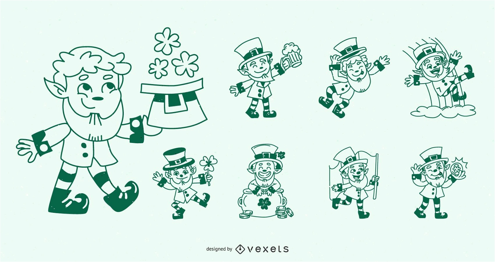 St. Patrick&#39;s Day Stroke Charakter Design Set