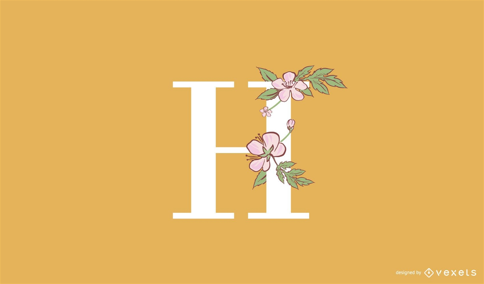 Plantilla de logotipo floral letra H