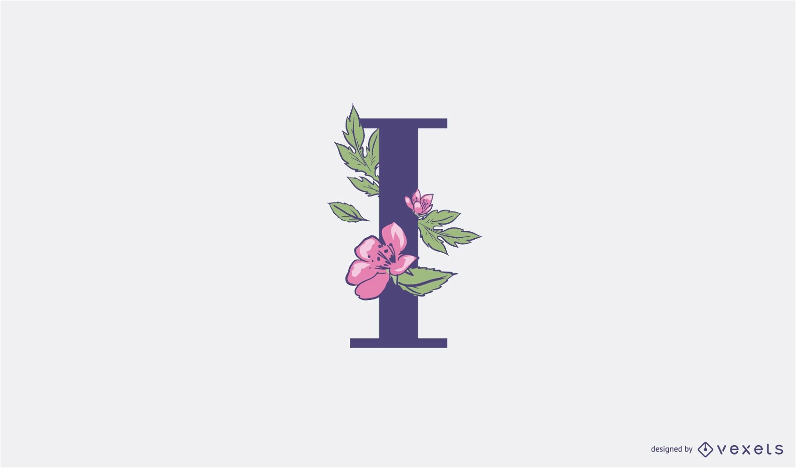 Blumenbuchstabe I Logo-Vorlage