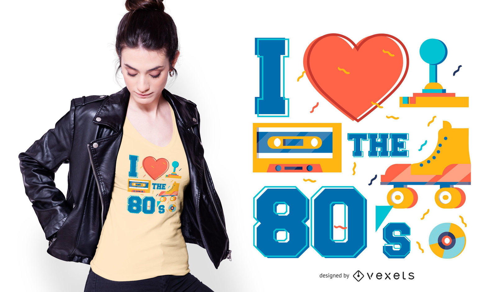Amo el diseño de camiseta de los 80