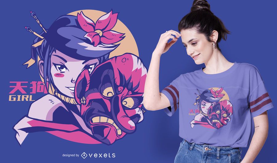 Tengu-Mädchen-T-Shirt Entwurf Tengu-Mädchen-T-Shirt Entwurf