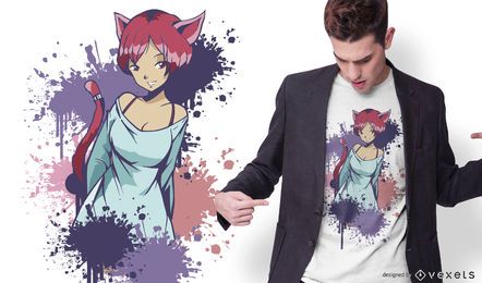 Design de camisetas Neko Girl Splatter