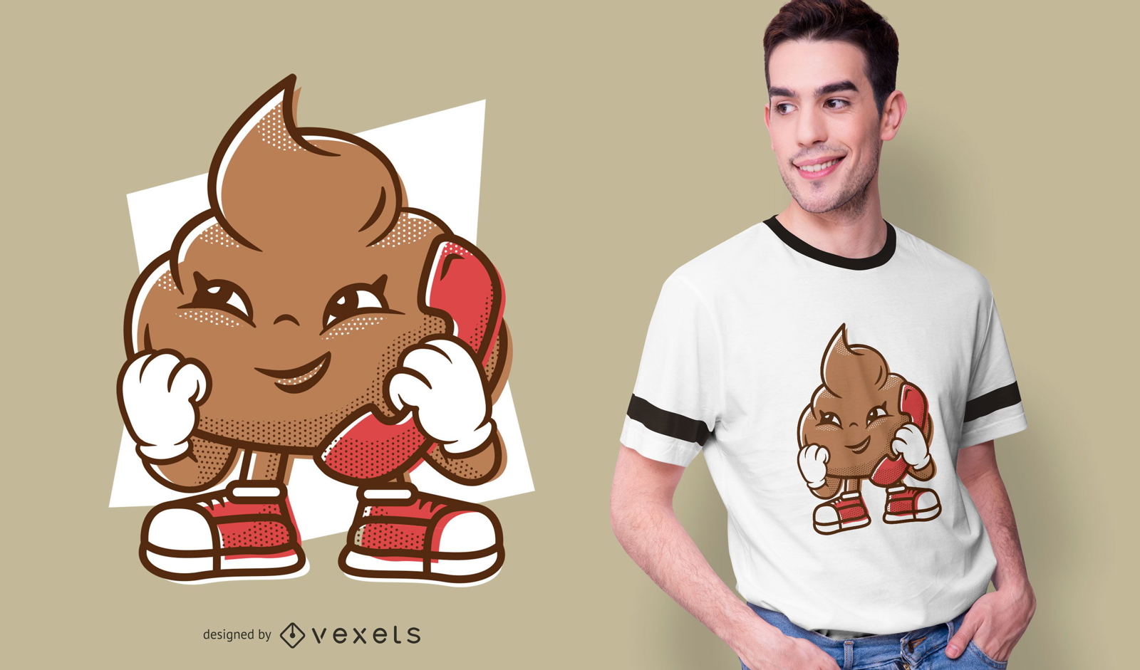 Diseño de camiseta Phone Poop