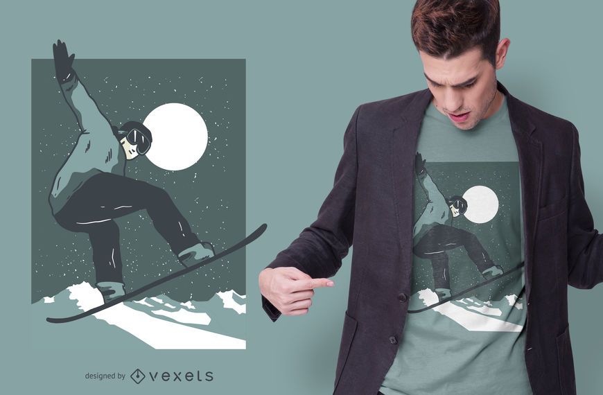 Night Snowboarding T-shirt Design Night Snowboarding T-shirt Design