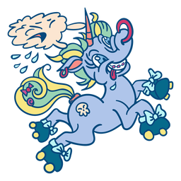 Patinaje sobre ruedas de anillo de nariz de unicornio colorido loco Diseño PNG