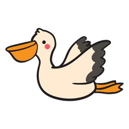 Cute flying pelican PNG Design