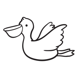 Lindo contorno de pelícano volador Diseño PNG