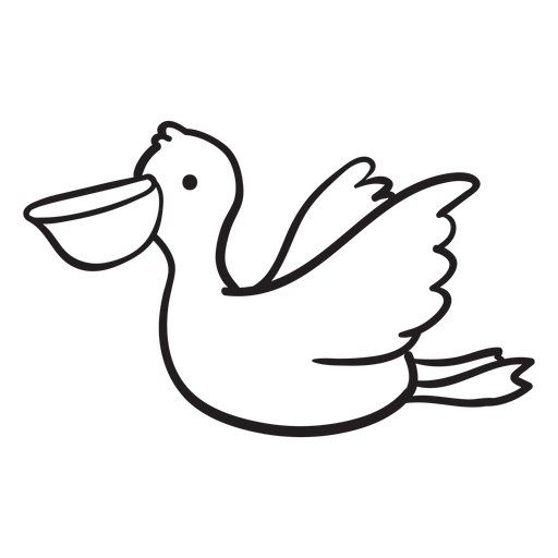 Contorno de pelicano voador fofo Desenho PNG