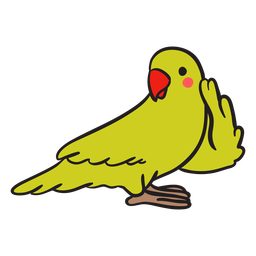 Papagaio verde fofo ouvindo Transparent PNG