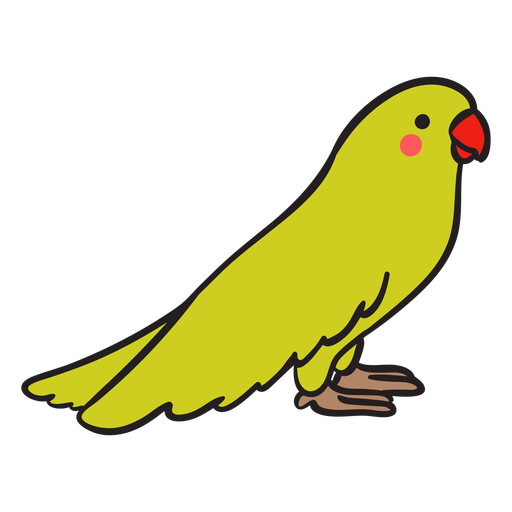 Cute green parrot standing profile PNG Design