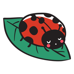 Nettes Marienkäfer ruhendes Blatt PNG-Design