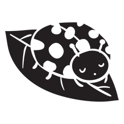 Silhueta de folha de joaninha fofa descansando Desenho PNG