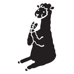 Lhama bonito sentado comendo silhueta de folha Desenho PNG