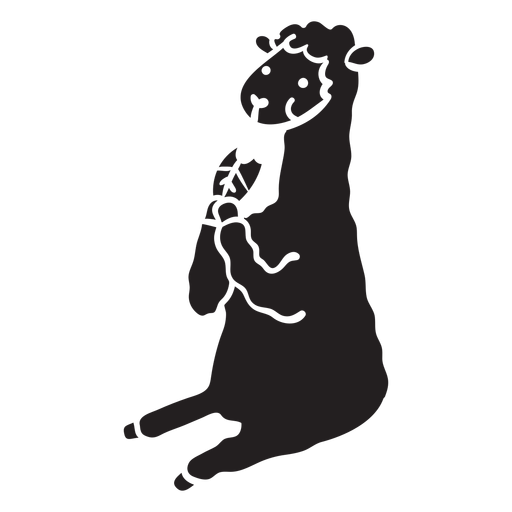 Download Cute llama sitting eating leaf silhouette - Transparent ...