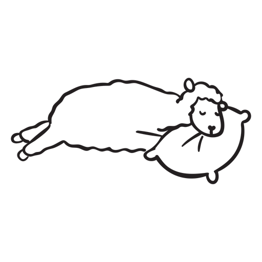 Cute llama sleeping outline PNG Design