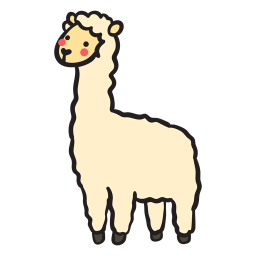 Cute llama standing profile PNG Design