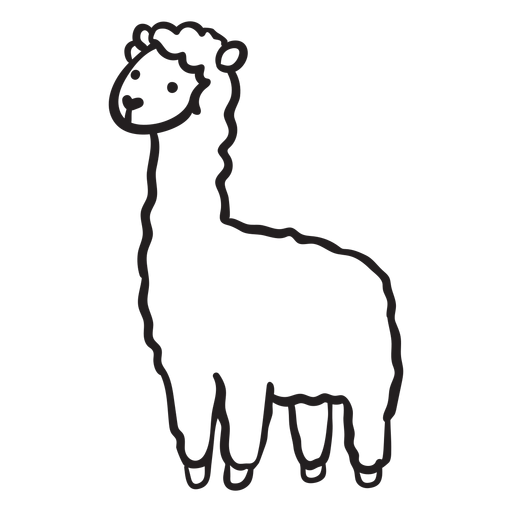 Cute llama standing profile outline