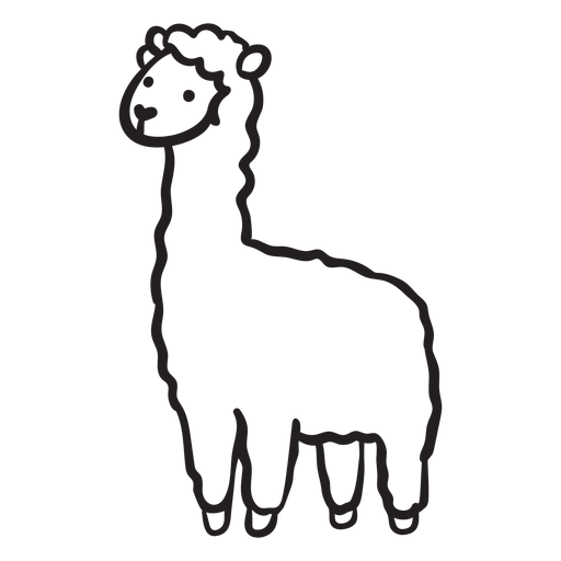 Lindo contorno de perfil de pie de llama Diseño PNG