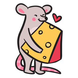 Cute mouse love cheese PNG Design