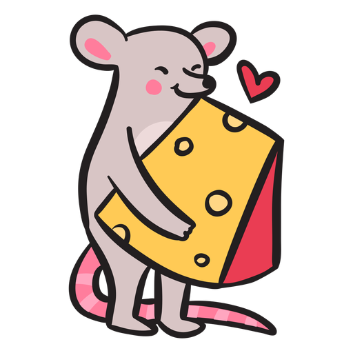 Cute mouse love cheese PNG Design