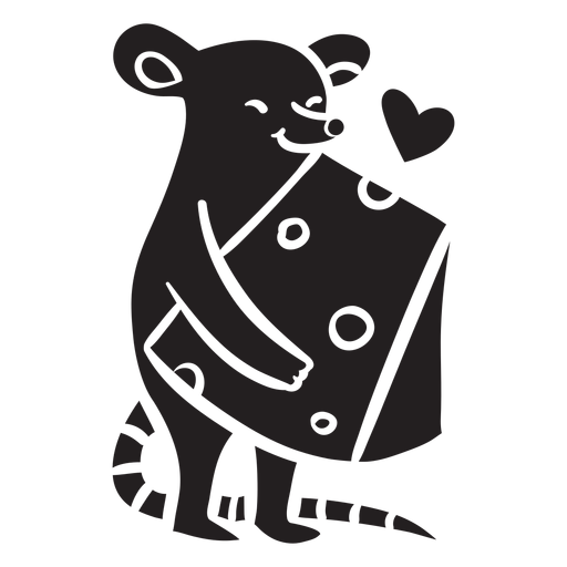 Cute mouse love cheese silhouette PNG Design