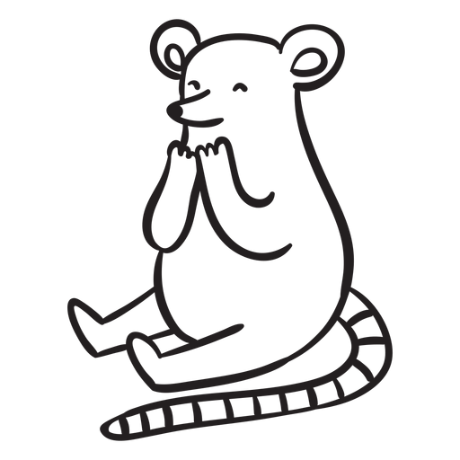 Cute mouse sitting outline
