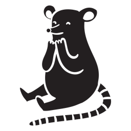 Cute mouse sitting silhouette PNG Design