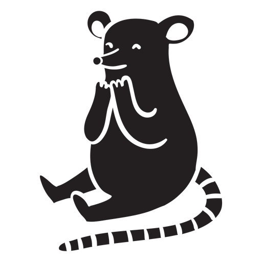 Cute mouse sitting silhouette PNG Design