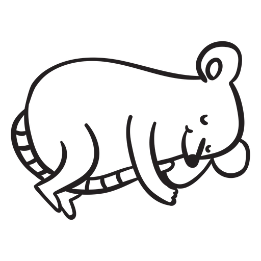 Cute mouse sleeping outline PNG Design
