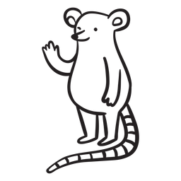 Lindo ratón agitando contorno de pie Diseño PNG