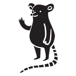 Cute mouse waving standing silhouette PNG Design