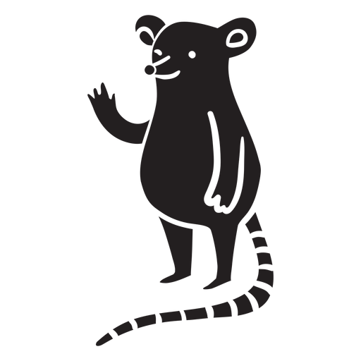 Cute mouse waving standing silhouette