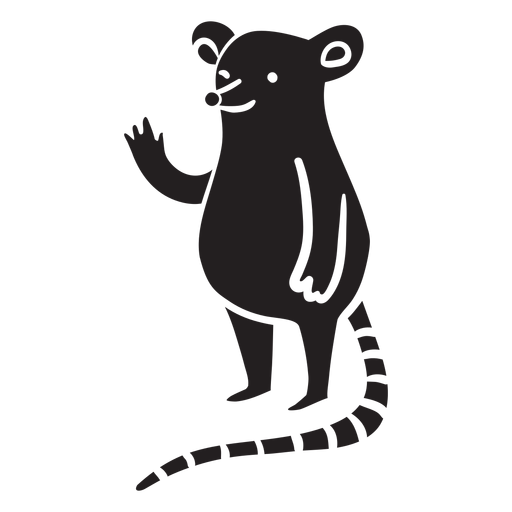 Lindo ratón agitando silueta de pie Diseño PNG