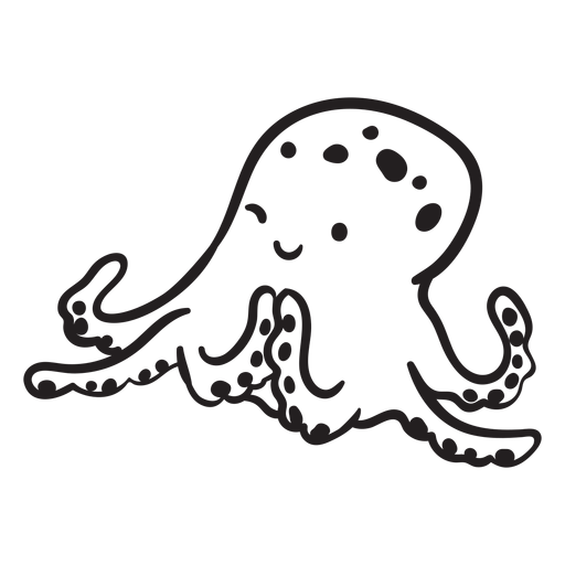 Cute octopus scheming outline PNG Design