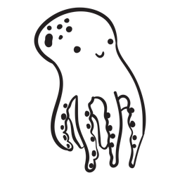 Cute octopus swimming up outline PNG Design