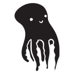 Cute octopus swimming up silhouette PNG Design
