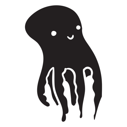 Cute octopus swimming up silhouette PNG Design