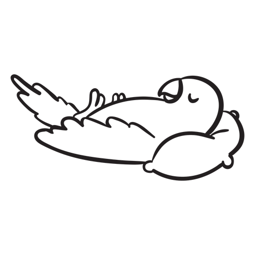 Contorno de travesseiro dormindo fofo papagaio Desenho PNG