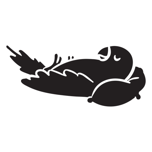Cute parrot sleeping pillow silhouette PNG Design