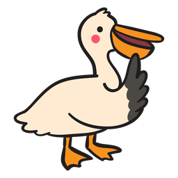 Pelicano fofo pensando Desenho PNG