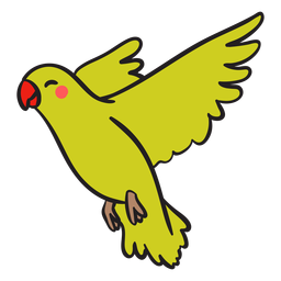 Lindo loro verde sonriente volando Diseño PNG