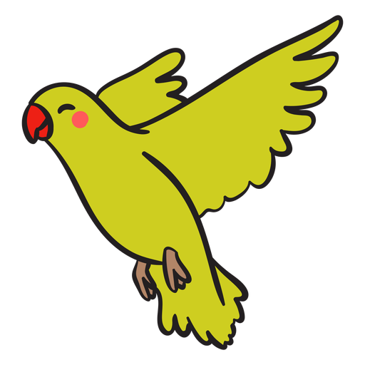 Netter lächelnder grüner Papagei fliegt PNG-Design
