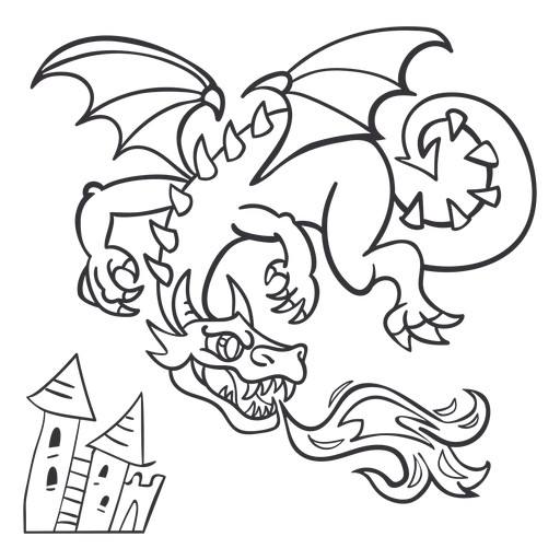 Contorno de fogo do dragão do mal Desenho PNG