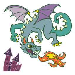 Böser grüner Drache fliegt Feuer PNG-Design