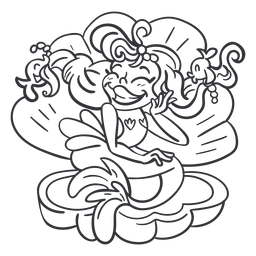 Esquema sentado feliz sirena Diseño PNG